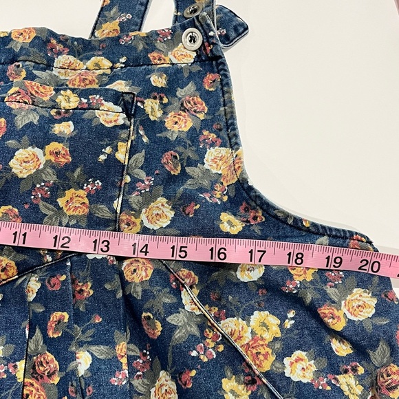 BiBi Blue Floral Wide Leg Boho Jumpsuit Overalls Size XL - Picture 10 of 11